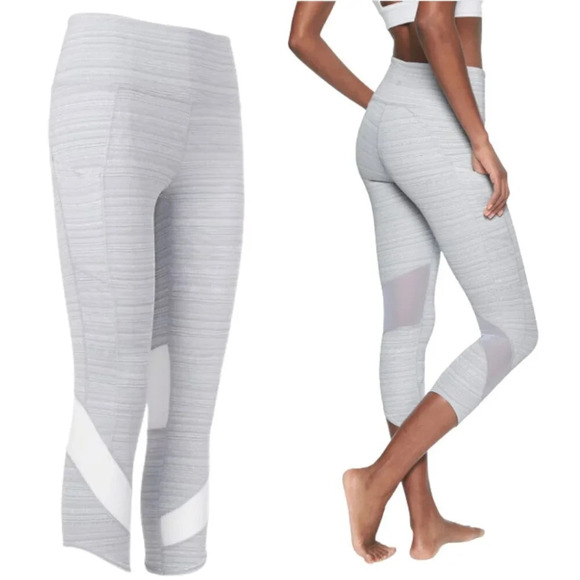 Athleta Women's Small High Rise Jacquard Mesh Chat to Town Capri Crop Leggings - Picture 1 of 16